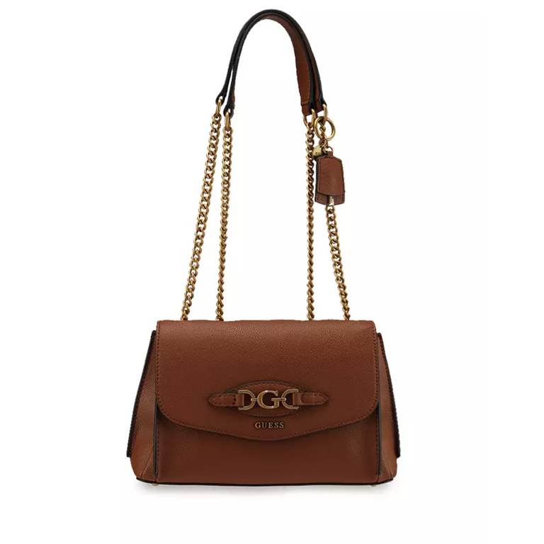 Guess women's cognac brown tote bag with brand logo